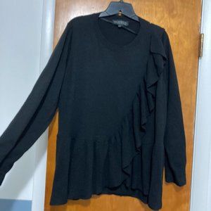 Black Eloquii sweater with asymmetrical ruffle detail Size 22/24